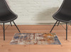 2' x 3' Gray Abstract Distressed Polyester Area Rug