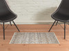 2' x 3' Tan Gray and Ivory Geometric Hand Woven Stain Resistant Area Rug with Fringe