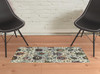 2' x 3' Stone Grey Purple Green Gold and Teal Oriental Power Loom Area Rug