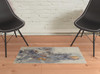 2' x 3' Gray Blue and Orange Wool Floral Tufted Handmade Area Rug