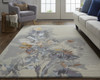 2' x 3' Gray Blue and Orange Wool Floral Tufted Handmade Area Rug