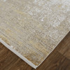 2' x 3' Taupe Ivory and Gold Abstract Area Rug with Fringe