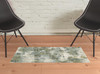 2' x 3' Blue and Sage Distressed Waves Indoor Scatter Rug