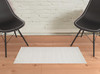 2' x 3' White Hand Woven Distressed Area Rug