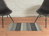 2' x 3' Gray Taupe and Tan Wool Floral Hand Woven Stain Resistant Area Rug