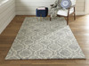 2' x 3' Blue Gray and Ivory Wool Geometric Tufted Handmade Stain Resistant Area Rug