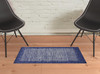 2' x 3' Blue and Ivory Wool Plaid Tufted Handmade Stain Resistant Area Rug