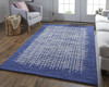 2' x 3' Blue and Ivory Wool Plaid Tufted Handmade Stain Resistant Area Rug