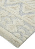 2' x 3' Ivory Blue and Tan Wool Geometric Tufted Handmade Stain Resistant Area Rug