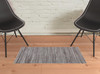 2' x 3' Taupe Brown and Ivory Striped Hand Woven Stain Resistant Area Rug
