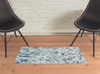 2' x 3' Blue Green and Silver Abstract Tufted Handmade Area Rug