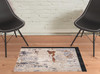 2' x 3' Beige Abstract Polyester Area Rug