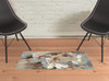 2' x 3' Tan Gray and Green Wool Floral Tufted Handmade Area Rug