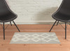 2' x 3' Gray and Ivory Wool Geometric Tufted Handmade Stain Resistant Area Rug