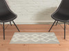 2' x 3' Gray and Ivory Wool Geometric Tufted Handmade Stain Resistant Area Rug