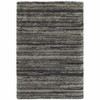 2' x 3' Charcoal Silver and Grey Geometric Shag Power Loom Stain Resistant Area Rug
