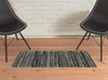 2' x 3' Charcoal Silver and Grey Geometric Shag Power Loom Stain Resistant Area Rug