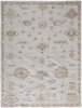 2' x 3' Ivory and Orange Floral Hand Knotted Stain Resistant Area Rug