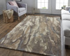 2' x 3' Brown Gray and Tan Wool Abstract Tufted Handmade Stain Resistant Area Rug