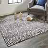 2' x 3' Gray Black and Ivory Striped Stain Resistant Area Rug