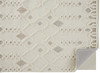 2' x 3' Ivory Tan and Silver Wool Geometric Tufted Handmade Stain Resistant Area Rug