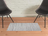 2' x 3' Ivory and Taupe Striped Hand Woven Stain Resistant Area Rug