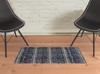 2' x 3' Blue and Ivory Striped Stain Resistant Area Rug