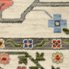 2' x 3' Ivory Green Blues Pink Yellow Rust Brown Tan & Grey Oriental Power Loom Area Rug