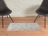 2' x 3' Tan Ivory and Orange Floral Hand Knotted Stain Resistant Area Rug