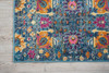 2' x 3' Blue and Orange Floral Power Loom Area Rug
