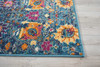 2' x 3' Blue and Orange Floral Power Loom Area Rug