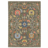 2' x 3' Grey Blue Pink Orange Rust Red Green and Ivory Oriental Power Loom Area Rug