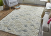 2' x 3' Gray and Ivory Wool Geometric Handmade Area Rug