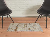 2' x 3' Ivory Blue and Brown Wool Abstract Tufted Handmade Stain Resistant Area Rug