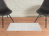 2' x 3' White & Silver Striped Hand Woven Area Rug