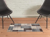 2' x 3' Grey Patchwork Power Loom Stain Resistant Area Rug