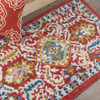 2' x 3' Red and Ivory Damask Power Loom Area Rug