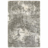 2' x 3' Gray and Ivory Distressed Abstract Scatter Rug