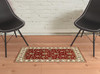 2' x 3' Red Ivory Machine Woven Floral Oriental Indoor Area Rug