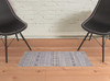 2' x 3' Orange Gray and White Geometric Power Loom Distressed Stain Resistant Area Rug