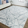 2' x 3' Blue Gray and Ivory Abstract Distressed Stain Resistant Area Rug