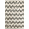 2' x 3' Grey & Ivory Geometric Shag Power Loom Polypropylene Area Rug