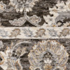2' x 3' Grey & Ivory Oriental Power Loom Stain Resistant Area Rug with Fringe