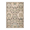 2' x 3' Ivory Beige and Light Blue Floral Stain Resistant Area Rug