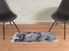 2' x 3' Blue Gray and Ivory Abstract Power Loom Stain Resistant Area Rug