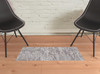 2' x 3' Tan Taupe and Gray Abstract Power Loom Distressed Stain Resistant Area Rug