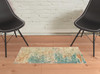 2' x 3' Foam Blue Pumpkin and Golden Yellow Abstract Power Loom Area Rug