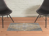 2' x 3' Silver Tan and Gray Floral Power Loom Area Rug
