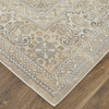 2' x 3' Brown Ivory and Tan Floral Power Loom Distressed Area Rug