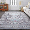 2' x 3' Gray Taupe and Blue Floral Area Rug